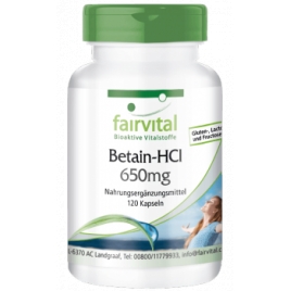 Betaína HCL 650mg - 120 Cápsulas